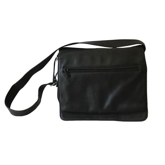 Fossil Crossbody Bag Black Shoulder Leather Microfiber Work Fashion Business - Picture 2 of 14